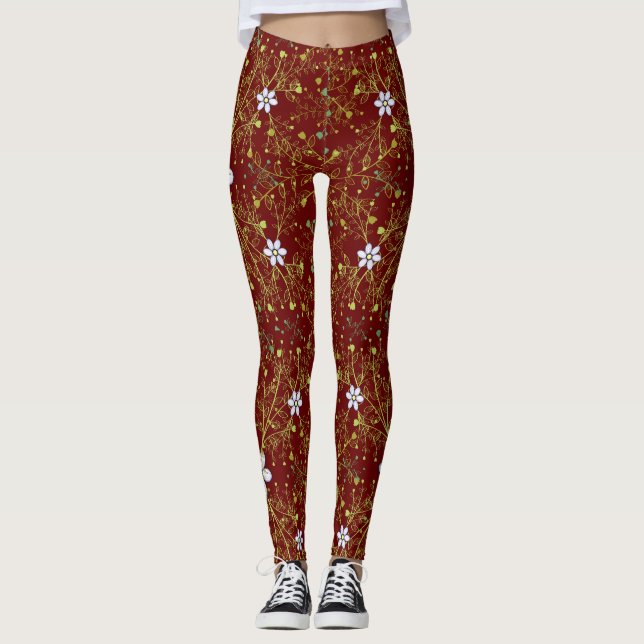 Leggings Patrón de plantas.10b DRed BG (Anverso)