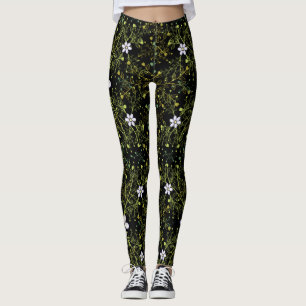 Leggings Patrón de plantas.10b Negro BG