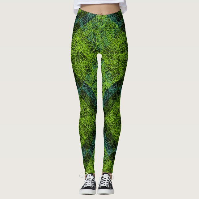Leggings Patrón de plantas.12c Negro BG (Anverso)