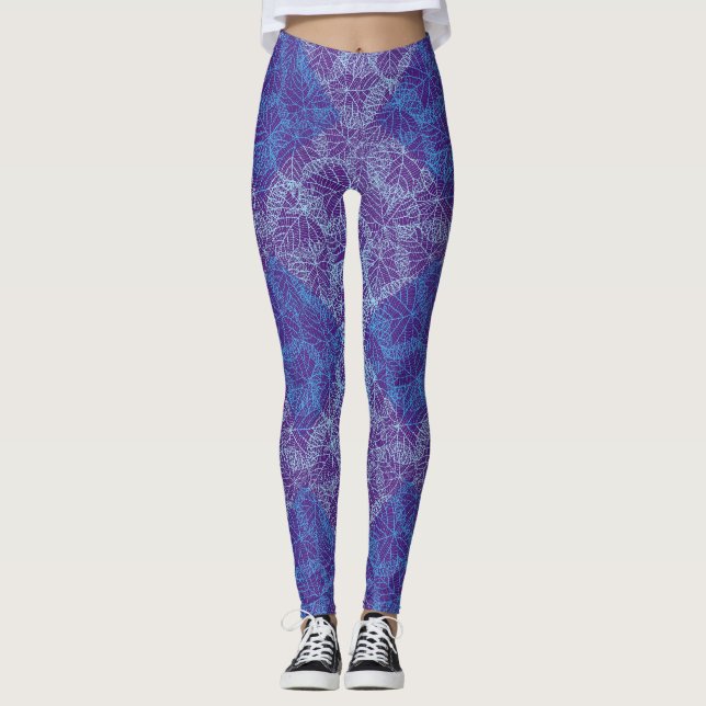 Leggings Patrón de plantas 13b Purple BG (Anverso)
