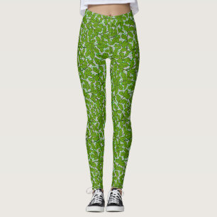 Leggings Patrón de plantas A09.b Gris BG