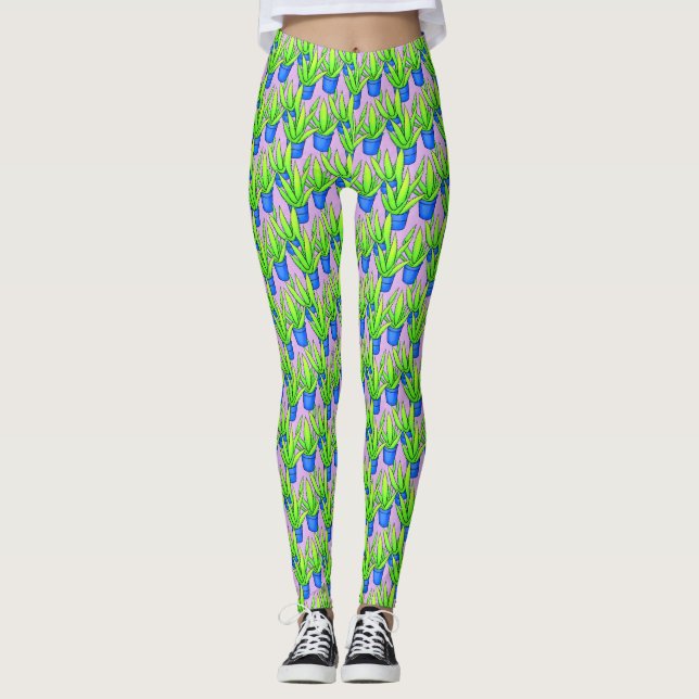 Leggings Patrón de plantas Aloe Vera Textil (Anverso)