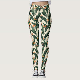 Leggings Patrón de plantas paraísas