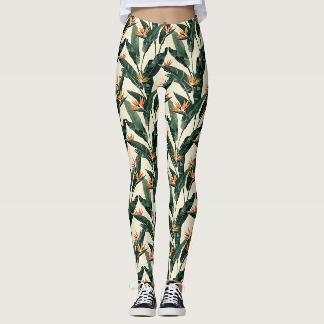 Leggings Patrón de plantas paraísas (Anverso)