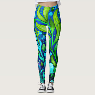 Leggings Patrón de plantas submarinas submarinas