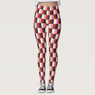 Leggings Patrón de plaquetas de marfil de berenjena rosa r