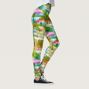 Leggings Patrón de playa de las Islas Bahama, Painterament