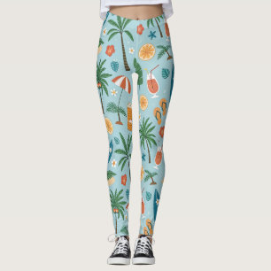Leggings Patrón de playa de verano tropical (2)