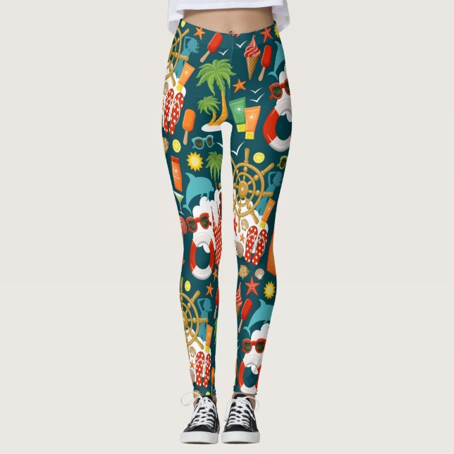 Leggings patrón de playa fiesta de verano de vacaciones (Anverso)