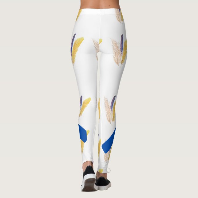 Leggings Patrón de pluma bohemio (Reverso)