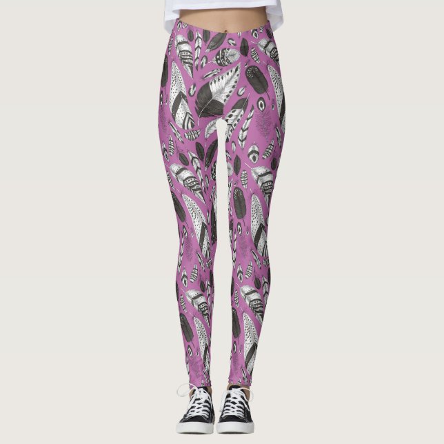 Leggings Patrón de plumas (Anverso)