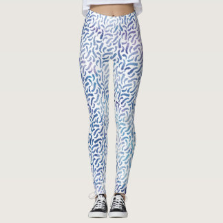 Leggings Patrón de plumas de agua azul y lavanda