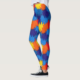 Leggings Patrón de plumas de loro de Macaw escarlet