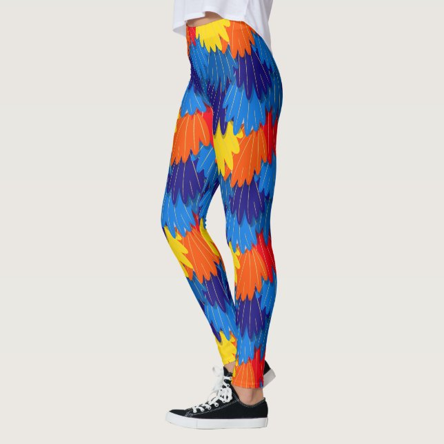 Leggings Patrón de plumas de loro de Macaw escarlet (Izquierda)