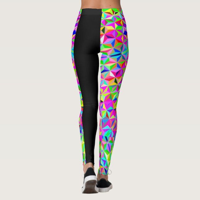Leggings Patrón de polígono multicolor 3-d (Reverso)
