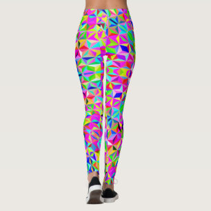 Leggings Patrón de polígono multicolor 3-d