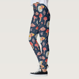 Leggings Patrón de polilla mágica y hongos. Noche de Woodla