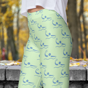 Leggings Patrón de polo acuático de las mujeres verdes del