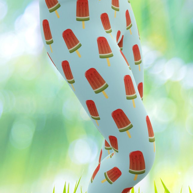 Leggings Patrón de popsicle Azul Verano Helado Piernas de C (Fun Popsicle pattern for picnics)