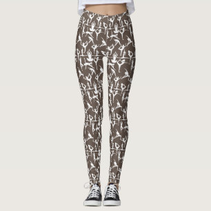 Leggings Patrón de pose de yoga 01.bx4.DGrey BG