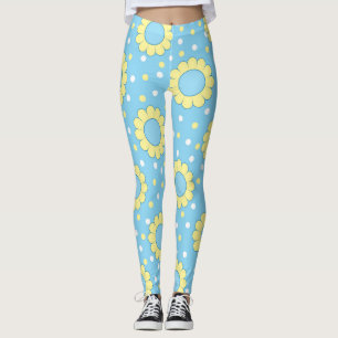 Leggings Patrón de potencia de las flores en azul