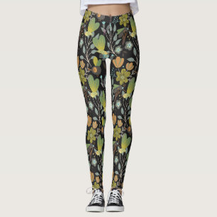 Leggings Patrón de primavera oscura