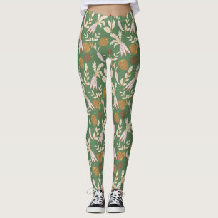 Leggings Patrón de primavera verde