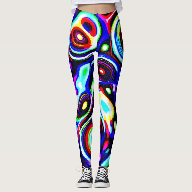 Leggings Patrón de pulso de neón vibrante (Anverso)