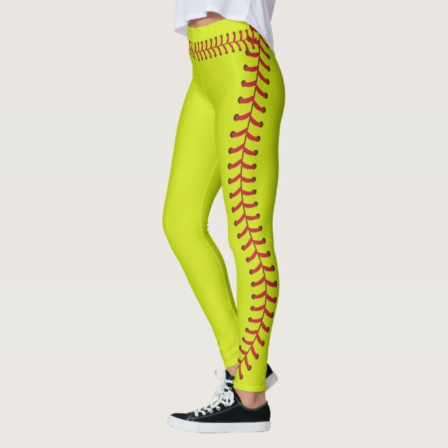 Leggings Patrón de puntas de costura de bola de softbol (Izquierda)