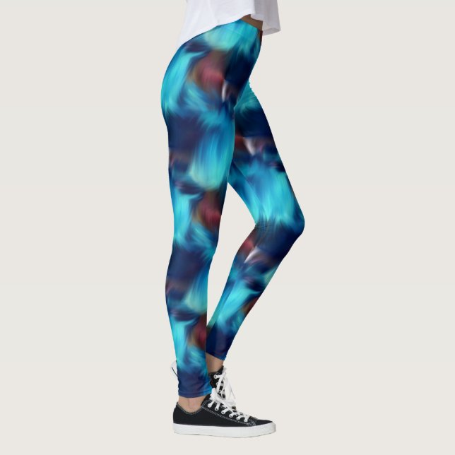 Leggings Patrón de puntas de pincel de resumen azul (Derecha)