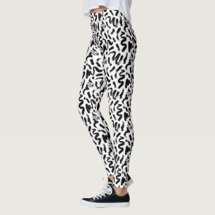 Leggings Patrón de punteo de pincel de tinta negra