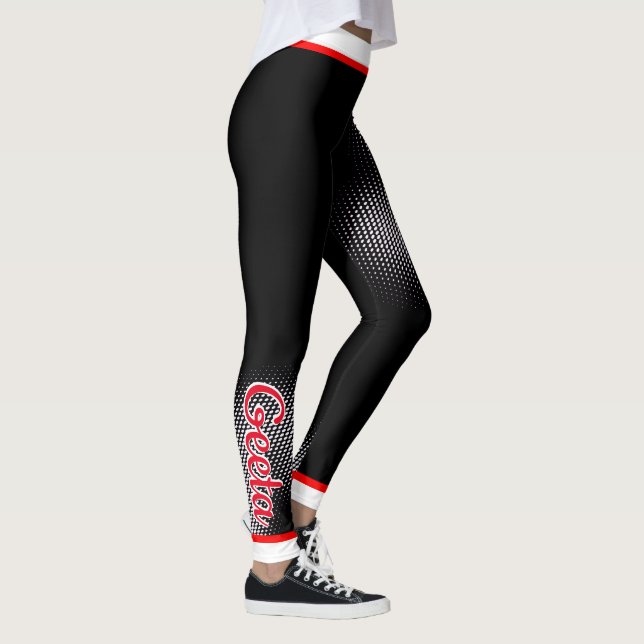Leggings Patrón de punto blanco con nombre en NEGRO (Derecha)