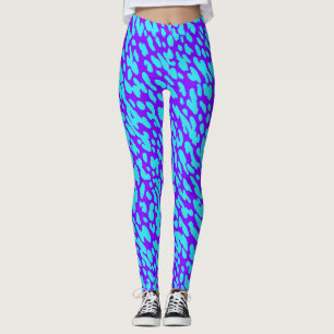 Leggings Patrón de punto de impresión de animal morado azul