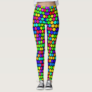 Leggings Patrón de punto de neón de Polka vibrante