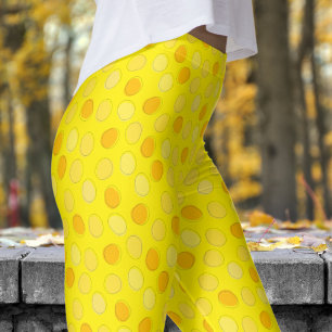 Leggings Patrón de punto de polka amarillo y canario elegan