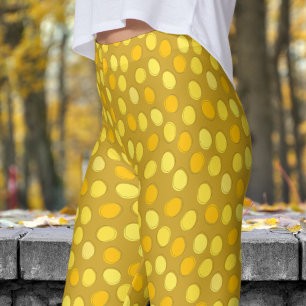 Leggings Patrón de punto de polka amarillo y limón estiliza