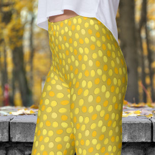 Leggings Patrón de punto de polka dorado amarillo y viejo