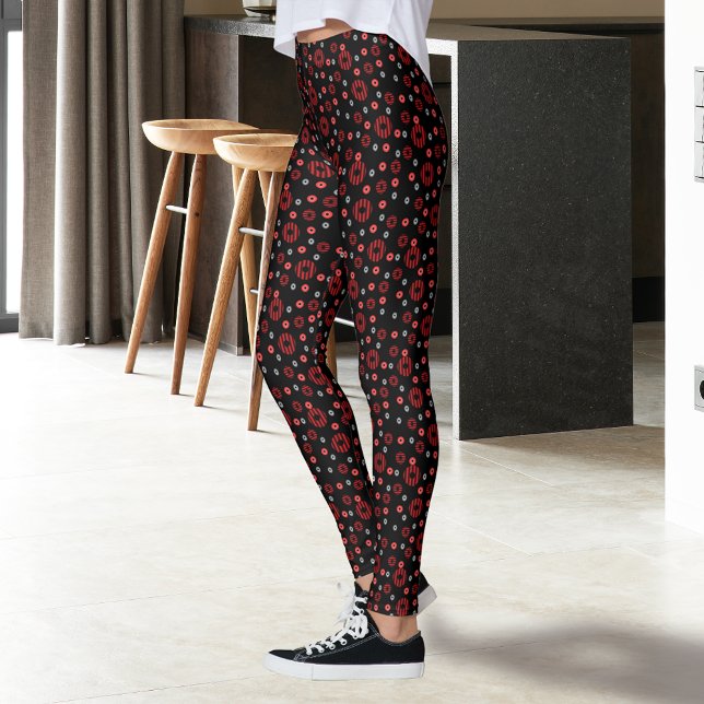 Leggings Patrón de punto de polka gris negro grande y peque (Subido por el creador)