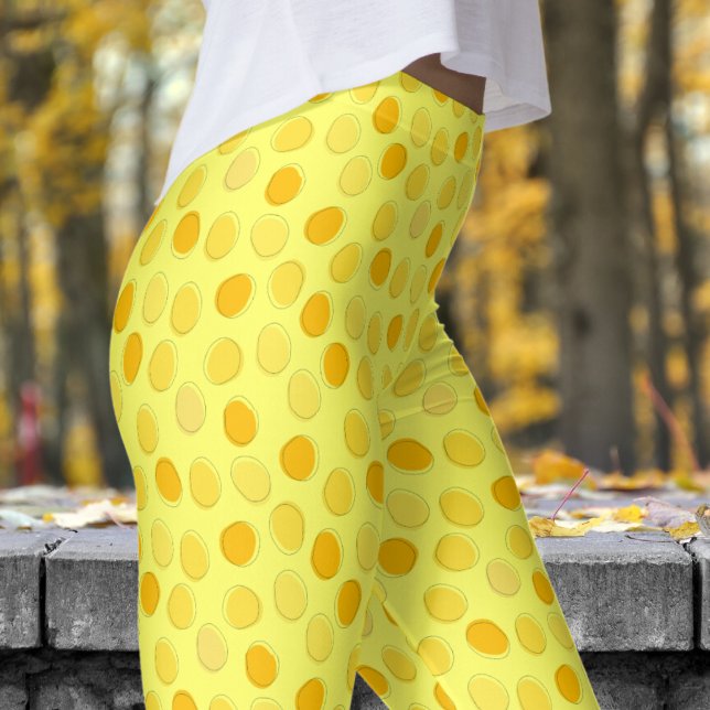 Leggings Patrón de punto de polka limón amarillo y amarillo (Yellows on Lazer Lemon Yellow Leggings)