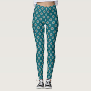 Leggings Patrón de punto de polka - Marrón azul Verde azula
