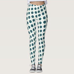 Leggings Patrón de punto de polka Verde azulado retro oscur
