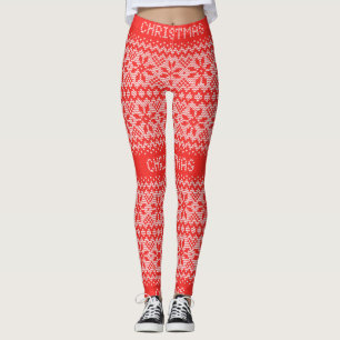 Leggings Patrón de punto de punto1 ID208 rojo/blanco