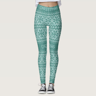 Leggings Patrón de punto de punto8 ID208 verde