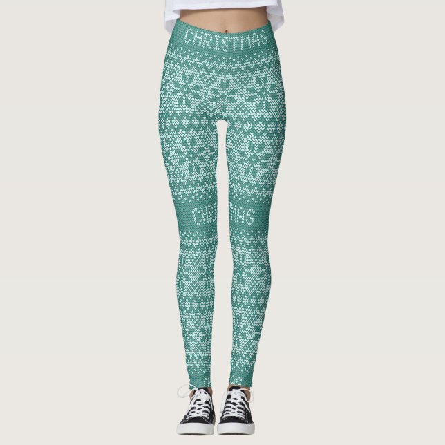 Leggings Patrón de punto de punto8 ID208 verde (Anverso)