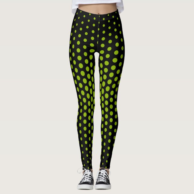 Leggings Patrón de punto de técnico verde (Anverso)