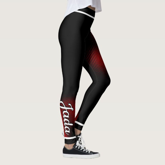 Leggings Patrón de Punto Rojo con el nombre en NEGRO o su c (Derecha)
