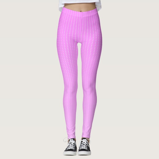 Leggings Patrón de puntos blancos rosados (Anverso)