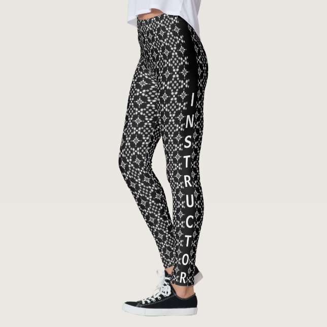 Leggings Patrón de puntos Bokeh monocromo abstracto (Izquierda)