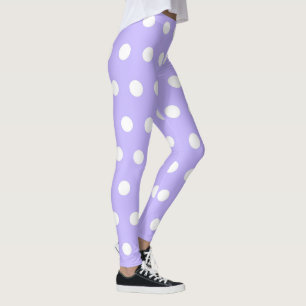 Leggings Patrón de puntos de lino suave y polka blanco, lig