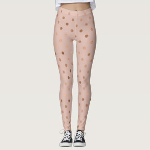 Leggings Patrón de puntos de oro rosa chic